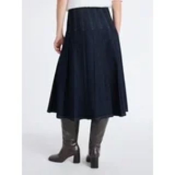 Free Assembly Women's Stitch Pleated Denim MIDI Maxi Skirt, Size 2 - Picture 2 of 8